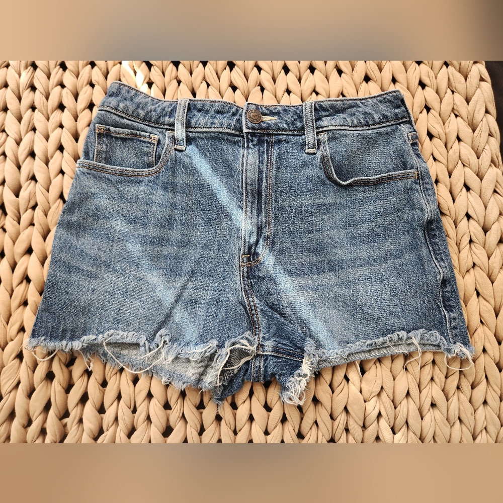 Hollister Blue Jean Shorts with Frayed Hem